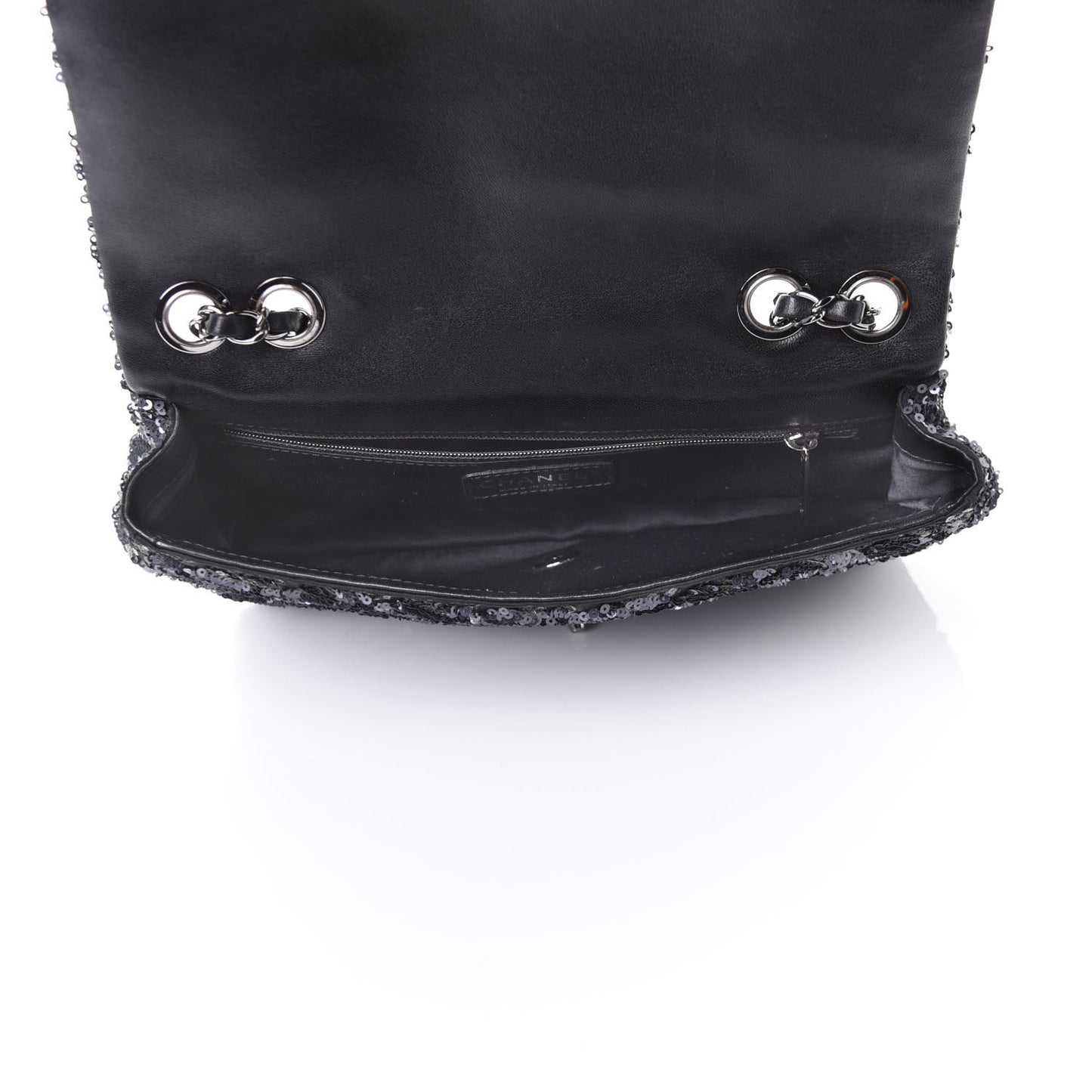 Satin Sequin Medium Classic Flap Blue