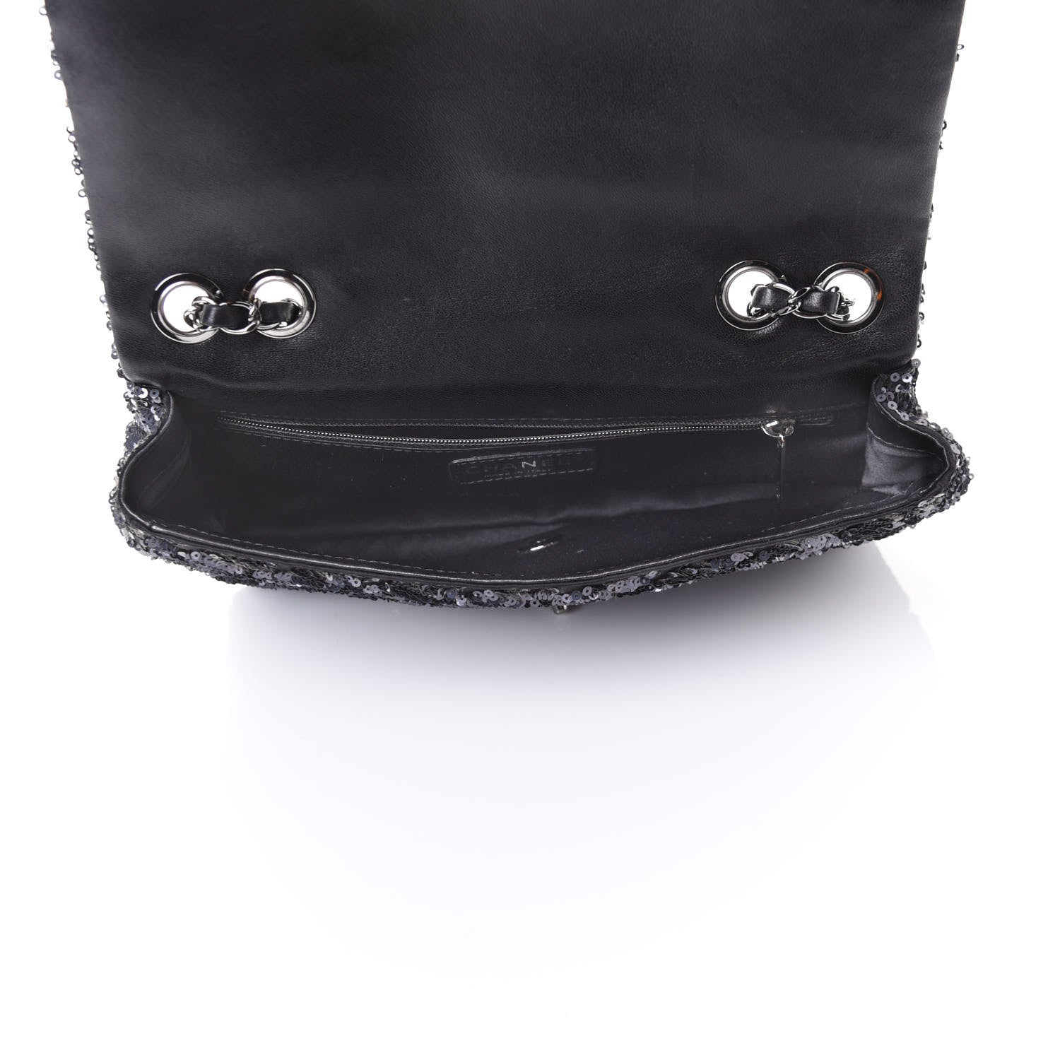 Chanel Satin Sequin Medium Classic Flap Blue 4 of 5