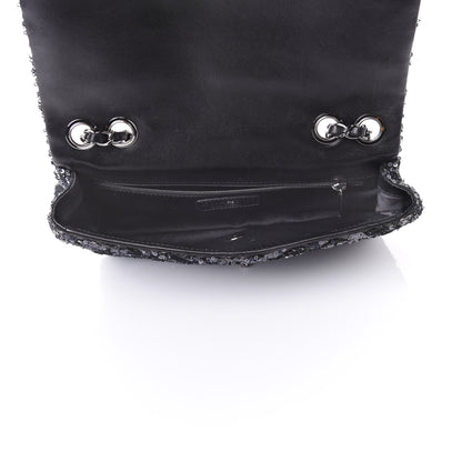 Chanel Satin Sequin Medium Classic Flap Blue 4 of 5