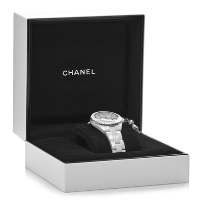 Chanel 18K White Gold Ceramic Diamond 33mm J12 Limited Edition Mademoiselle Charm Quartz Watch White 5 of 5