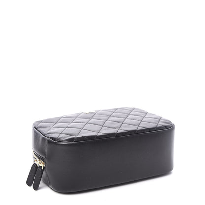 Chanel Lambskin Quilted Medium Curvy Pouch Cosmetic Case Black 3 of 9