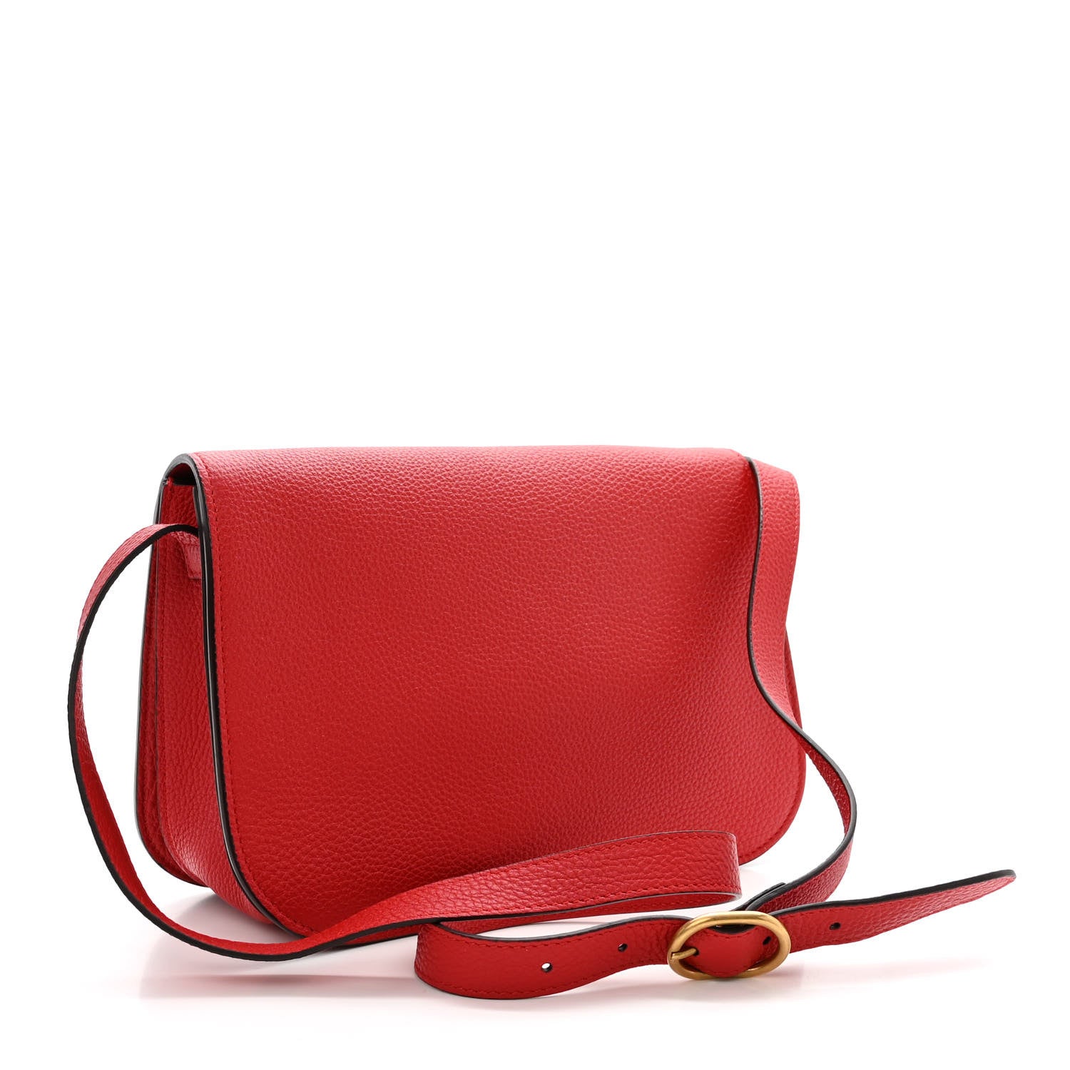 Gucci Grained Calfskin Large Bright Bit Flap Bag Red 3 of 10