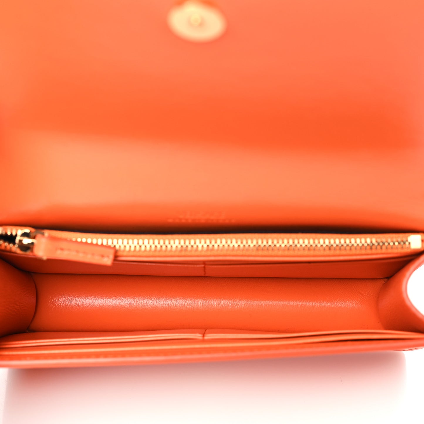 Calfskin Greca Goddess Wallet On Chain Orange