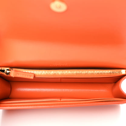 Versace Calfskin Greca Goddess Wallet On Chain Orange 5 of 8