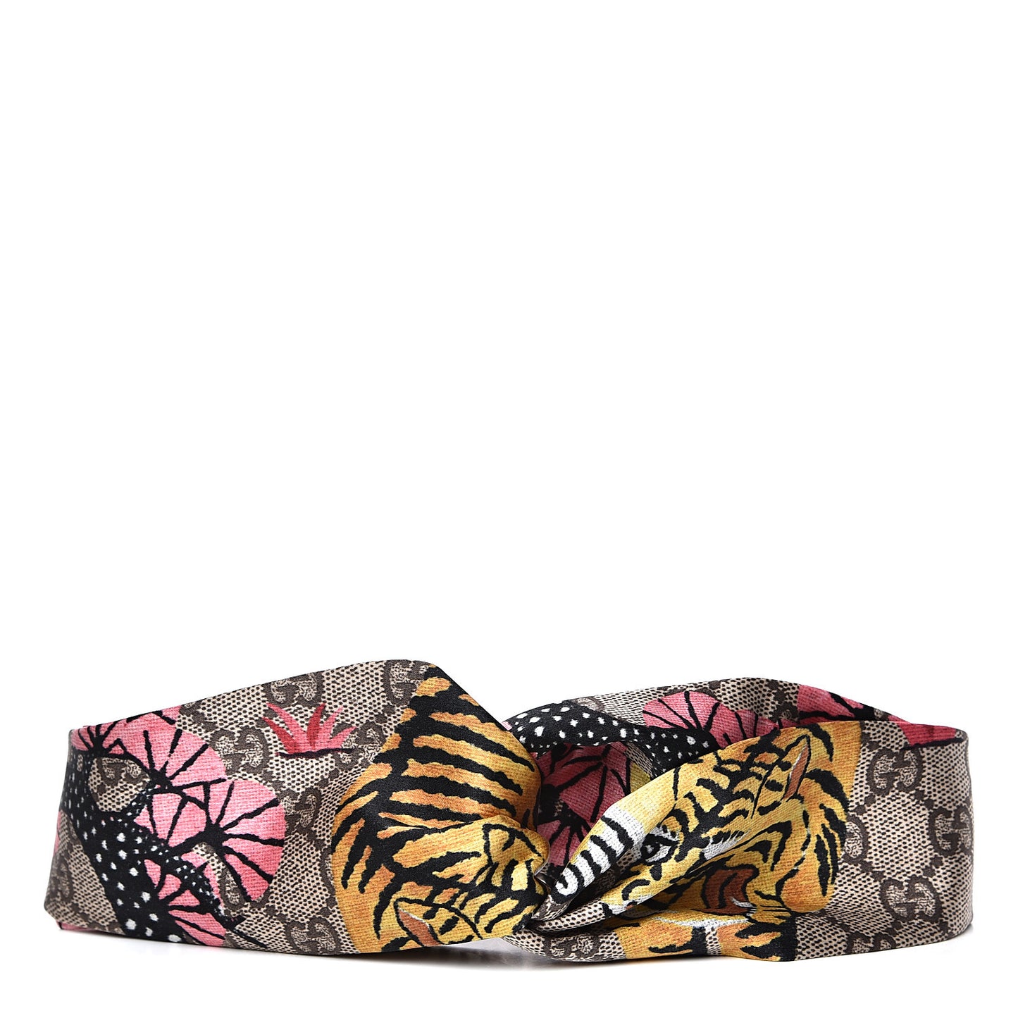 Silk Monogram Bengal Tiger Print Duchesse Headband M Pink