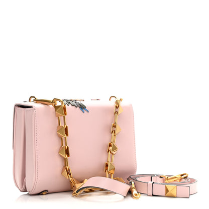 Valentino Garavani Calfskin Embroidered Stud Sign Shoulder Bag Rose Quartz Multicolor 3 of 12