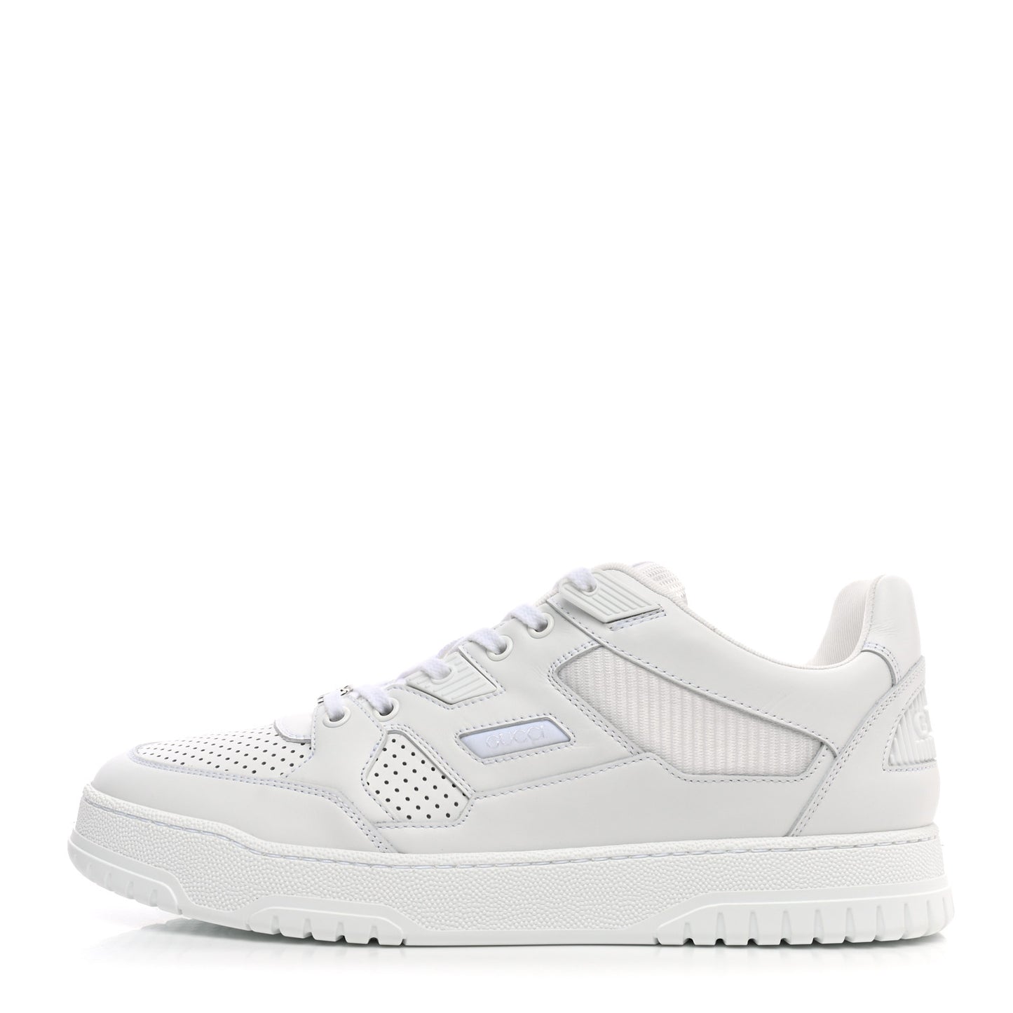 Calfskin Perforated Mens Interlocking G Sneakers 8 Great White