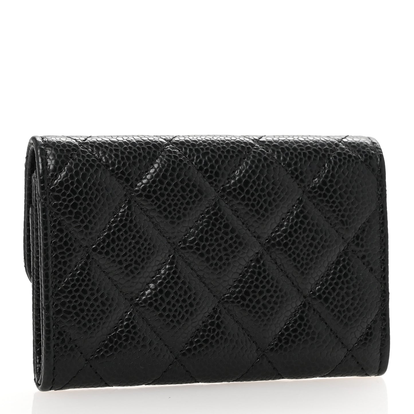 Caviar Quilted Flap Card Holder Black
