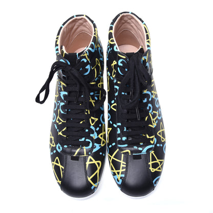 Gucci Calfskin GucciGhost Print Mens High Top Sneakers 9 Black New Acquamarine 5 of 10