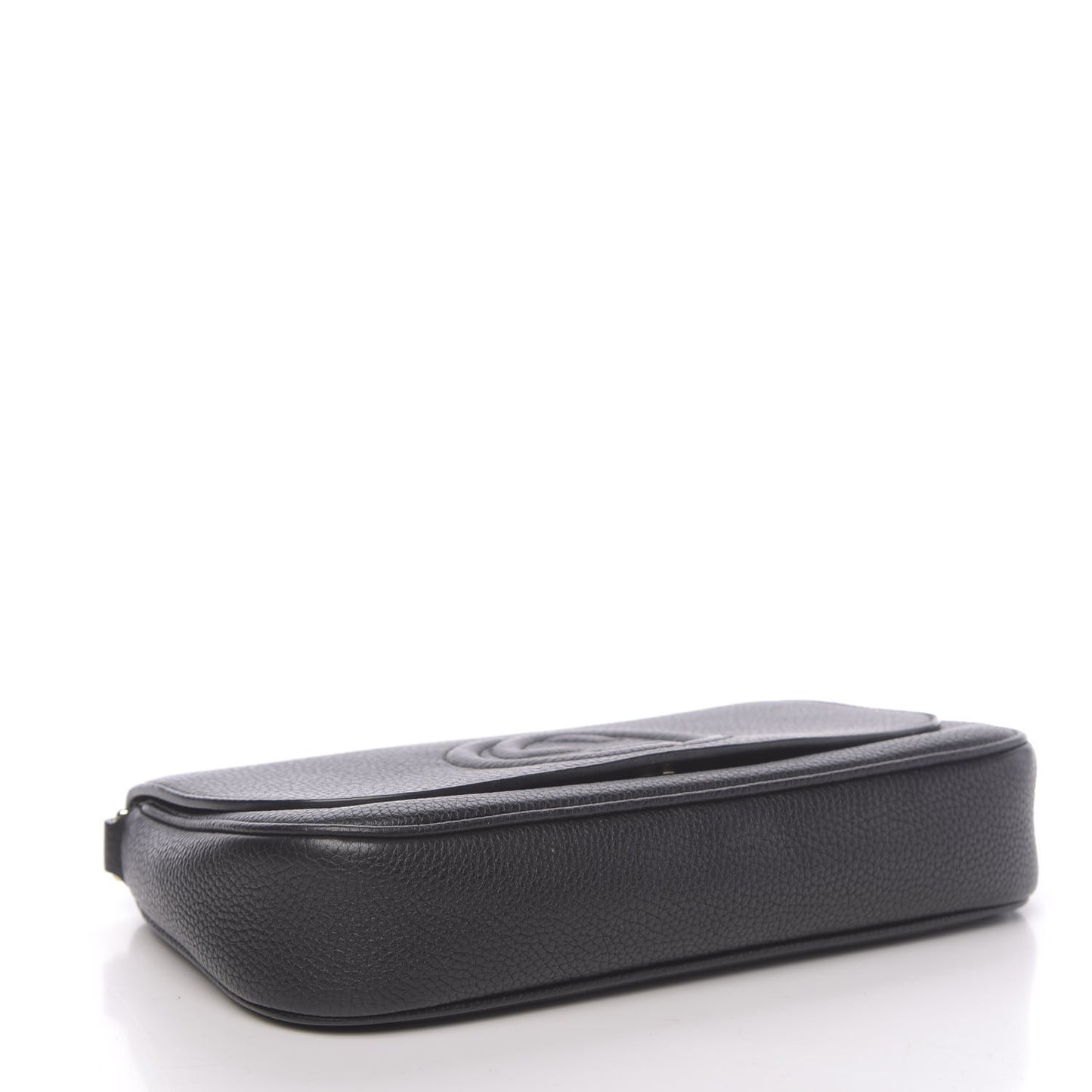 Pebbled Calfskin Medium Soho Flap Crossbody Black
