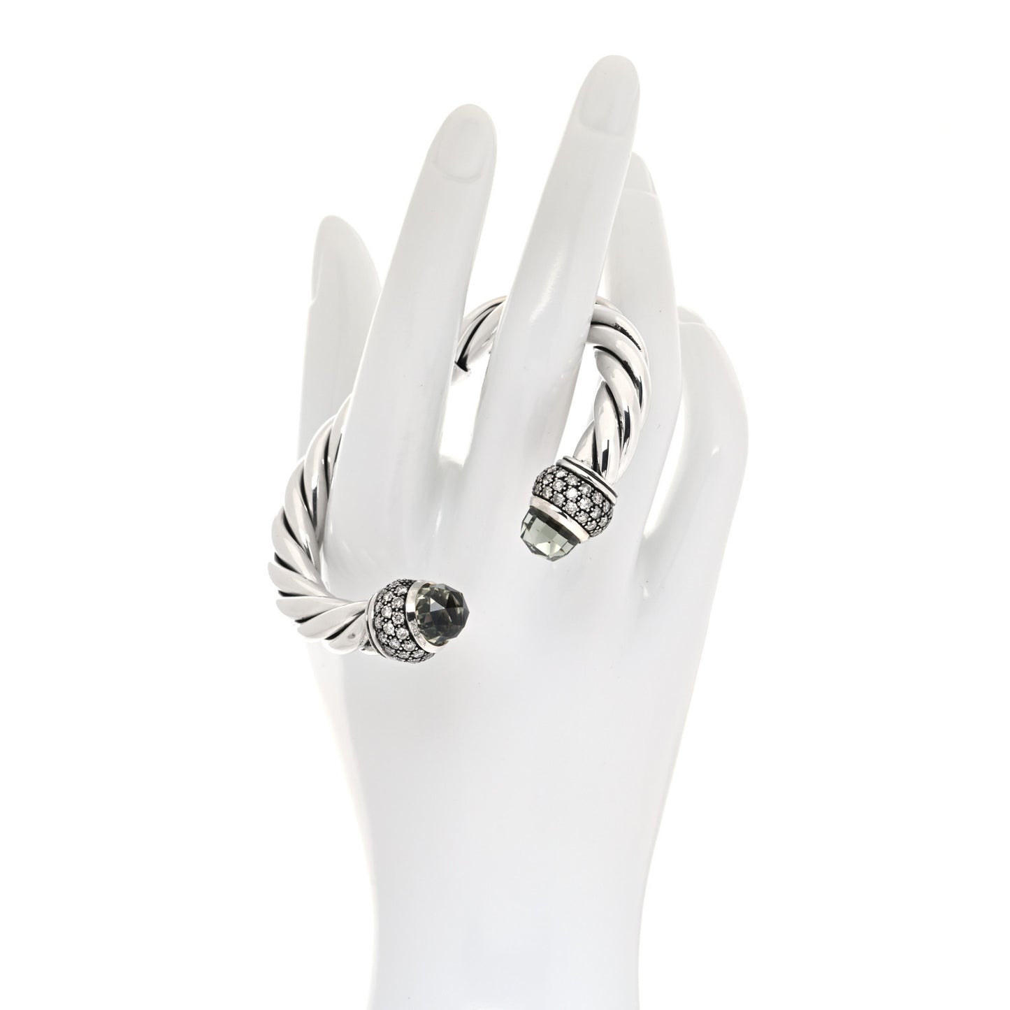 Sterling Silver Diamond Prasiolite 10mm Moonlight Ice Bracelet