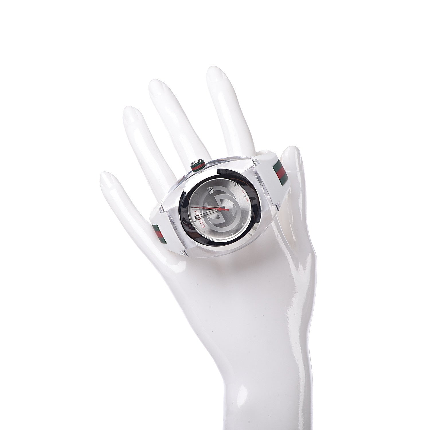 Gucci Stainless Steel Rubber 46mm Sync Web Quartz Watch White 2 of 6