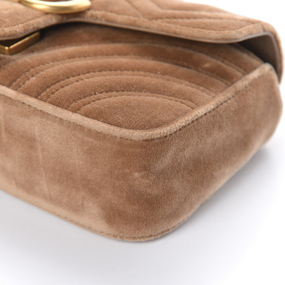 Gucci Velvet Matelasse Mini GG Marmont Shoulder Bag Taupe 10 of 11