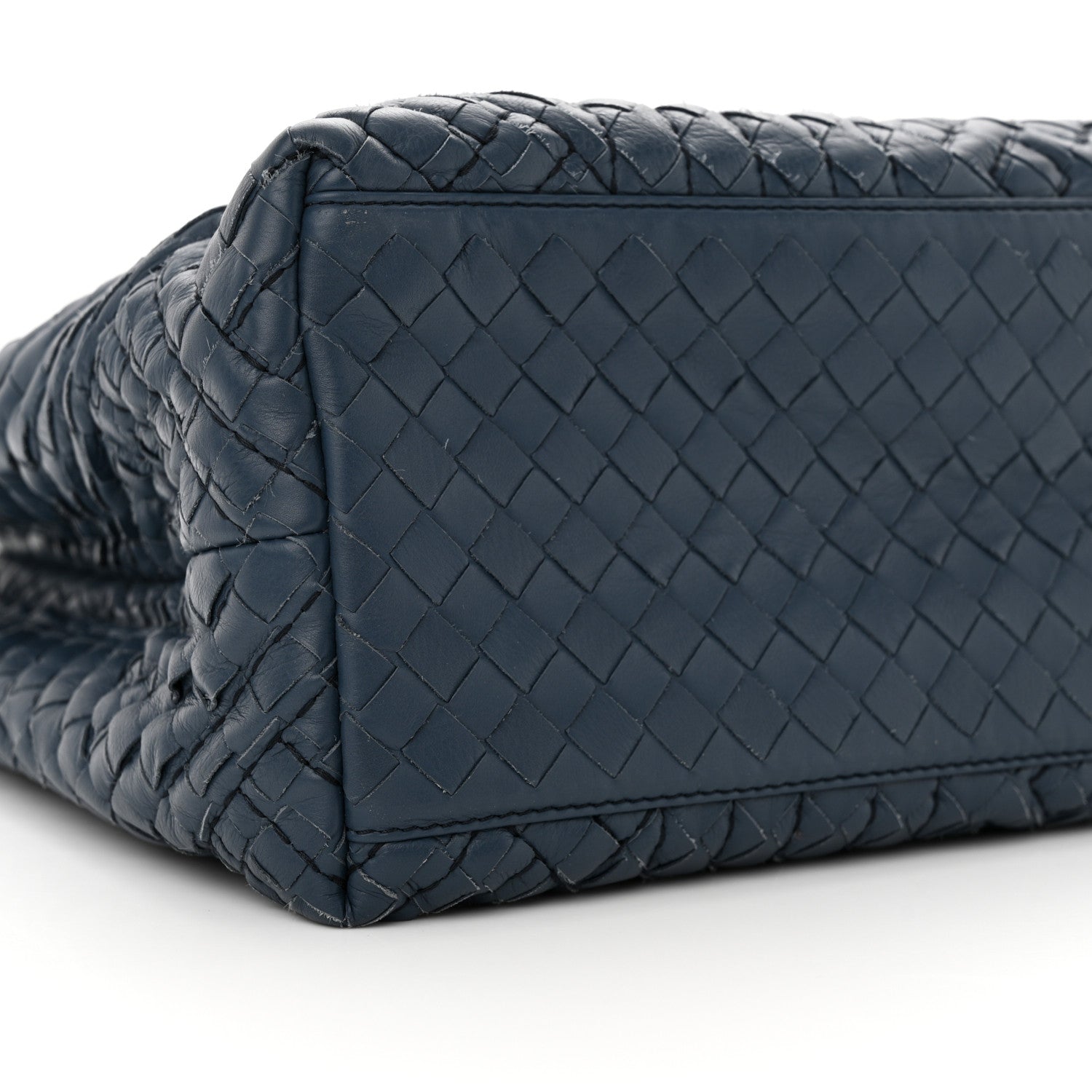 Bottega Veneta Lambskin Intrecciato Boutis Medium Tote Dark Denim 9 of 15
