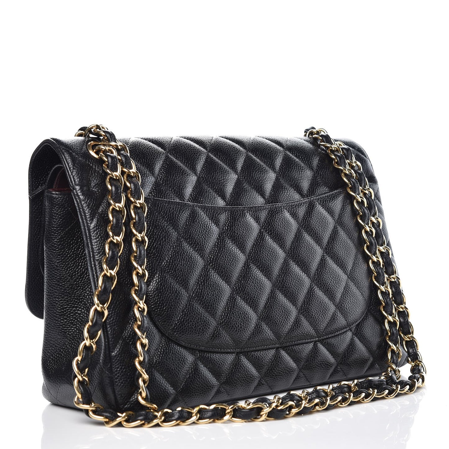 Caviar Quilted Jumbo Double Flap Black