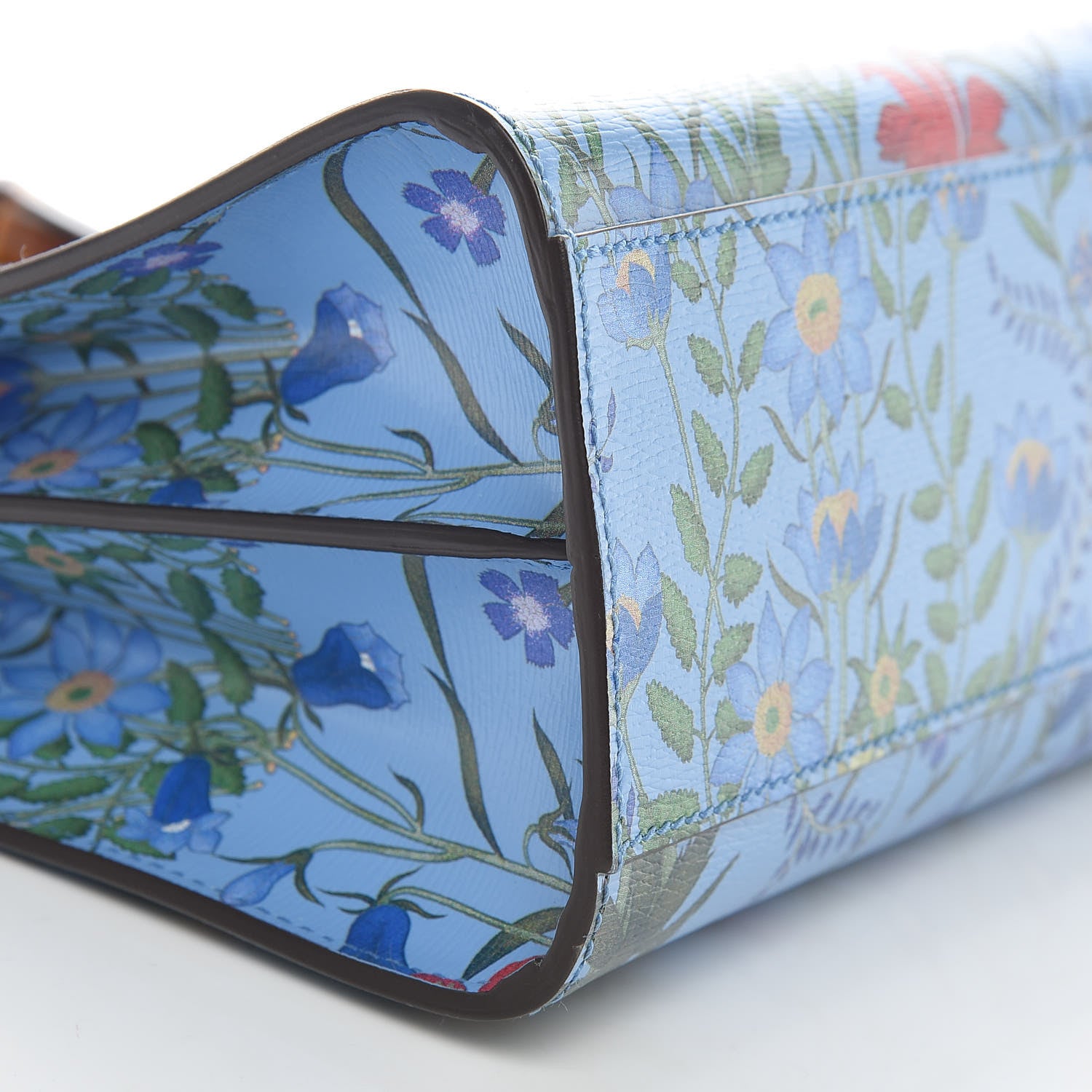 Gucci Calfskin Bamboo Web New Flora Small Nymphaea Top Handle Bag Azure 11 of 12