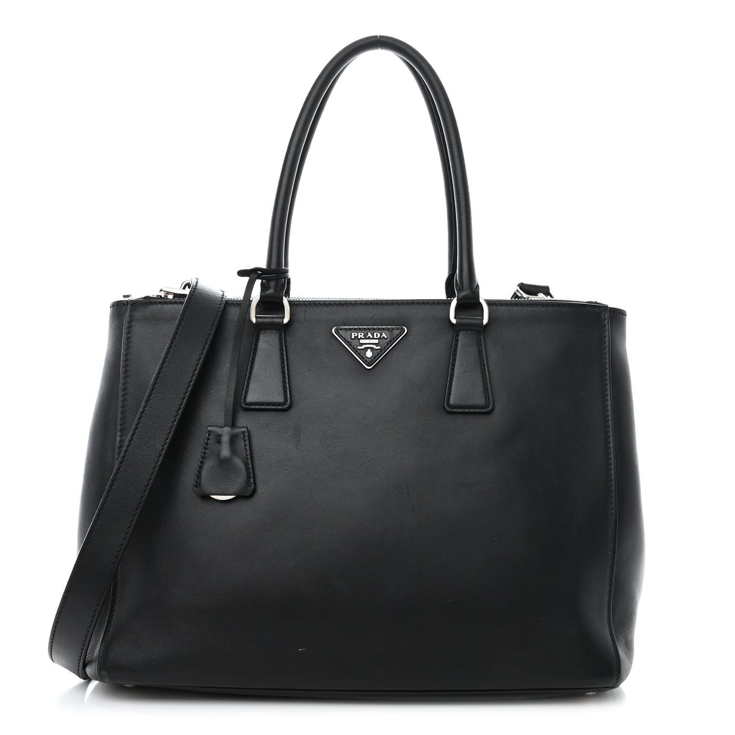 Soft Calfskin Galleria Double Zip Tote Black
