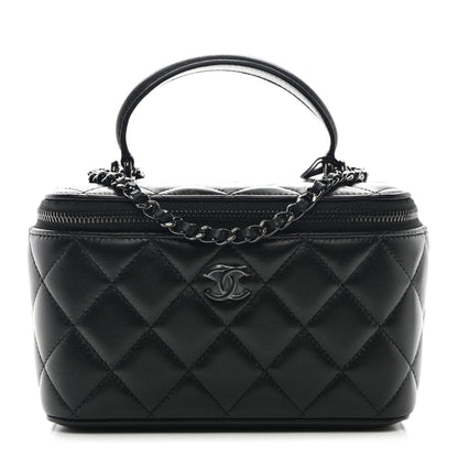 Chanel Lambskin Quilted Small Top Handle Vanity Case With Chain So Black 1 of 10