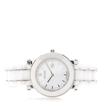 Fendi Stainless Steel Ceramic Diamond Bezel 38mm Round Quartz Watch White 2 of 12