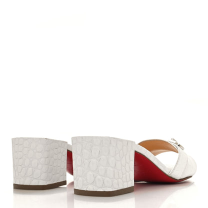 Christian Louboutin Calfskin Crocodile Embossed Lock Art 55 Sandals 35 Bianco 4 of 8