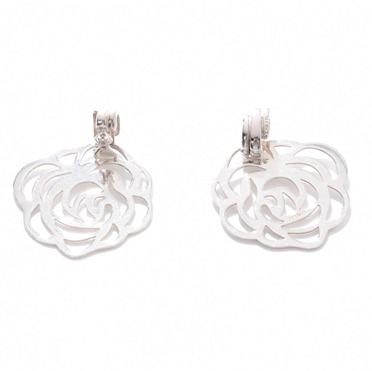 Sterling Silver Camellia Clip On Earrings