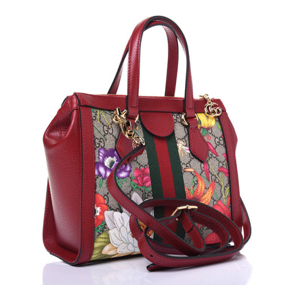 Gucci GG Supreme Monogram Flora Web Small Ophidia Tote Bag Red 4 of 12