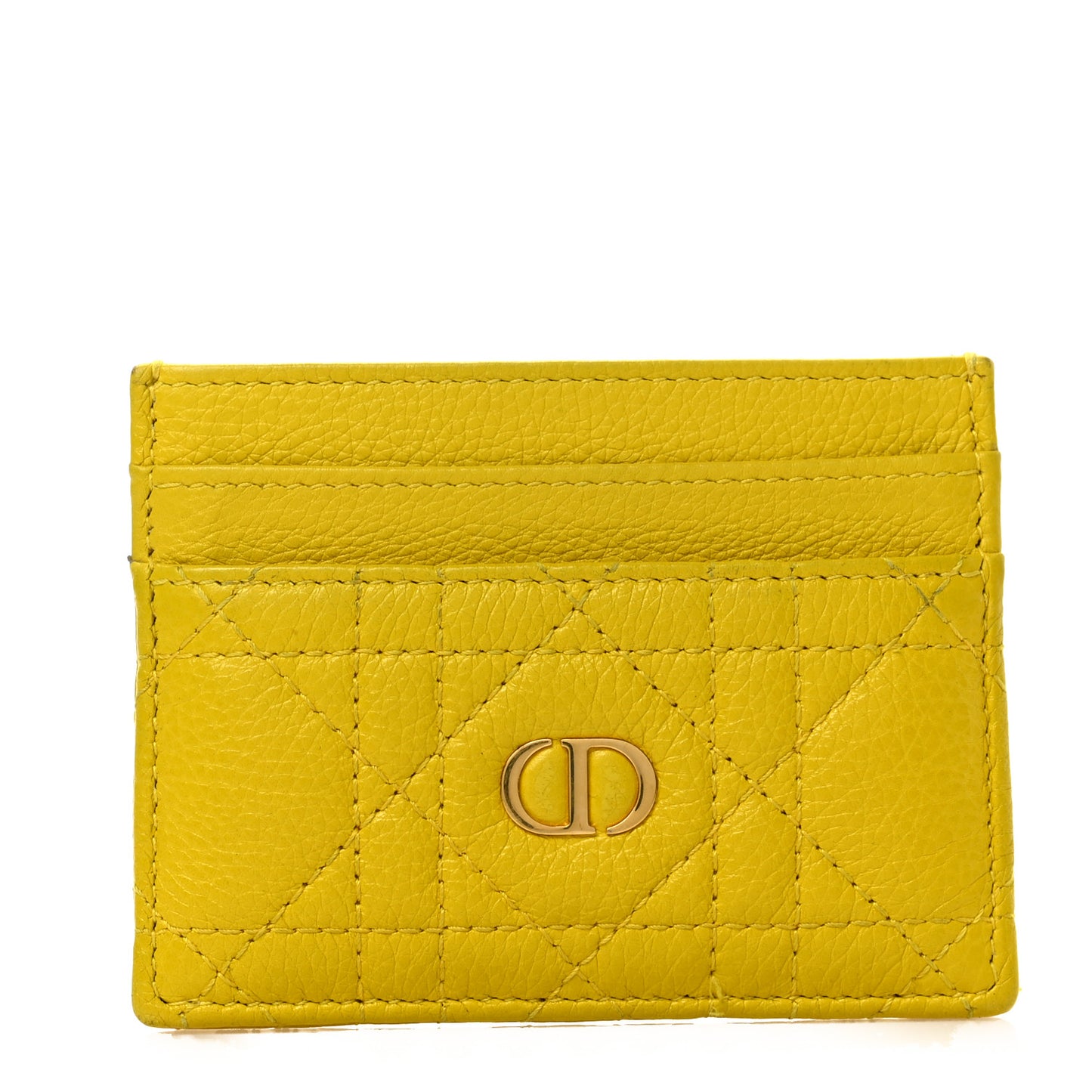 Supple Calfskin Cannage Caro Five-Slot Card Holder Yellow