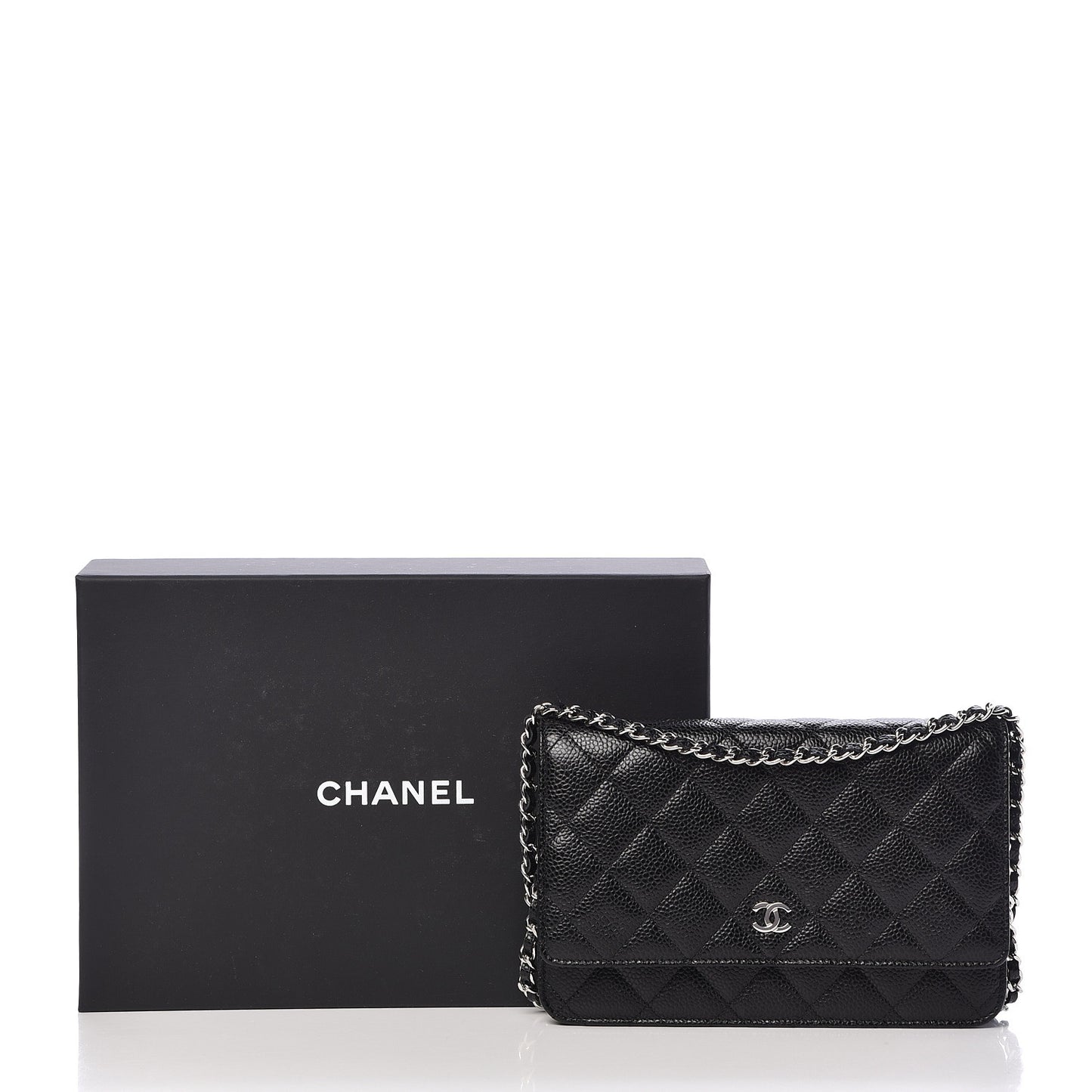 Caviar Quilted Wallet On Chain WOC Black