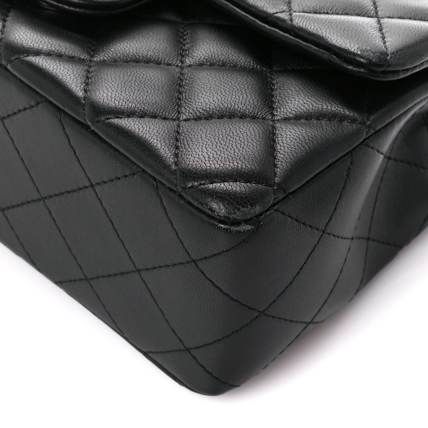 Lambskin Quilted Mini Rectangular Flap Black