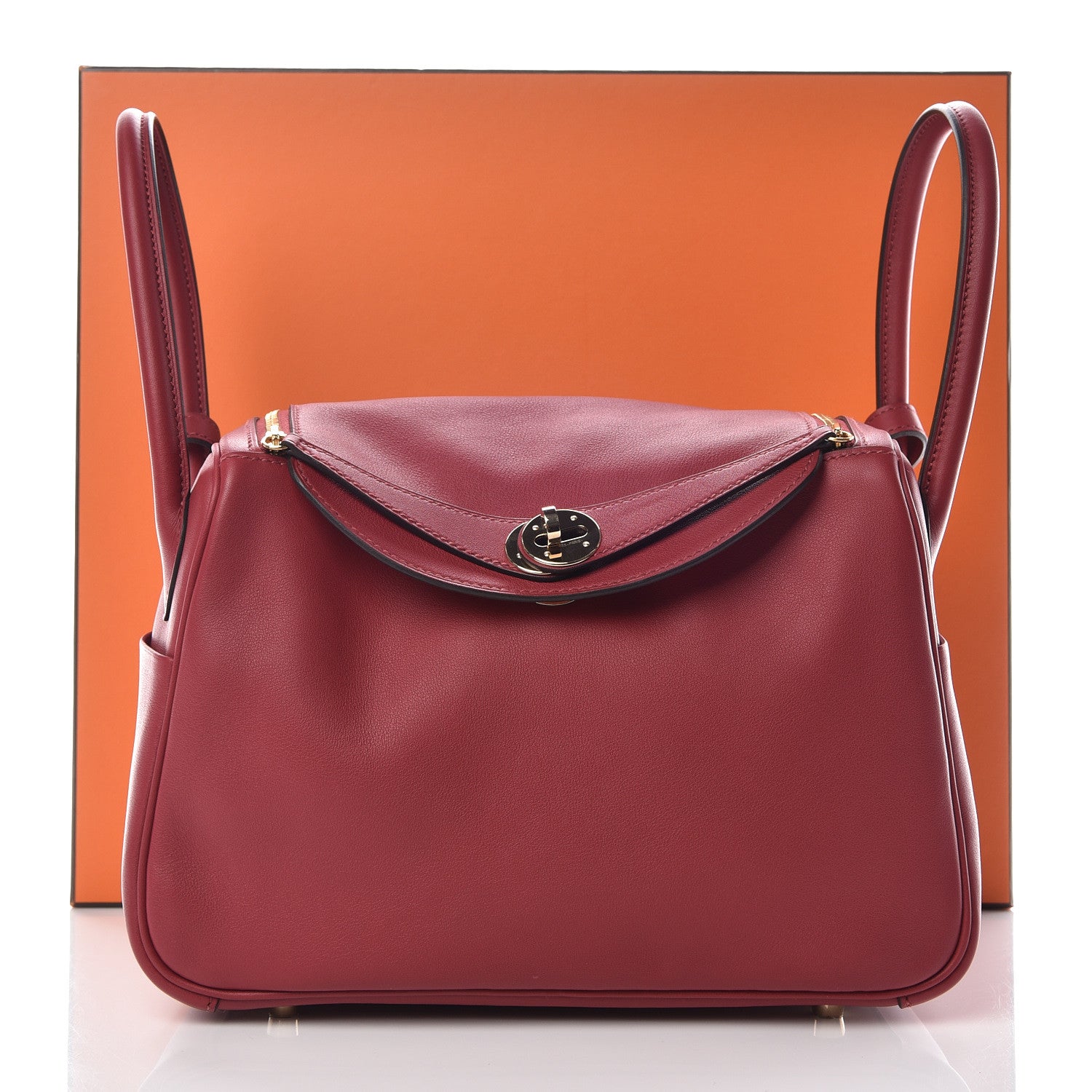 Hermes Swift Lindy 26 Rouge Grenat Orange 10 of 10