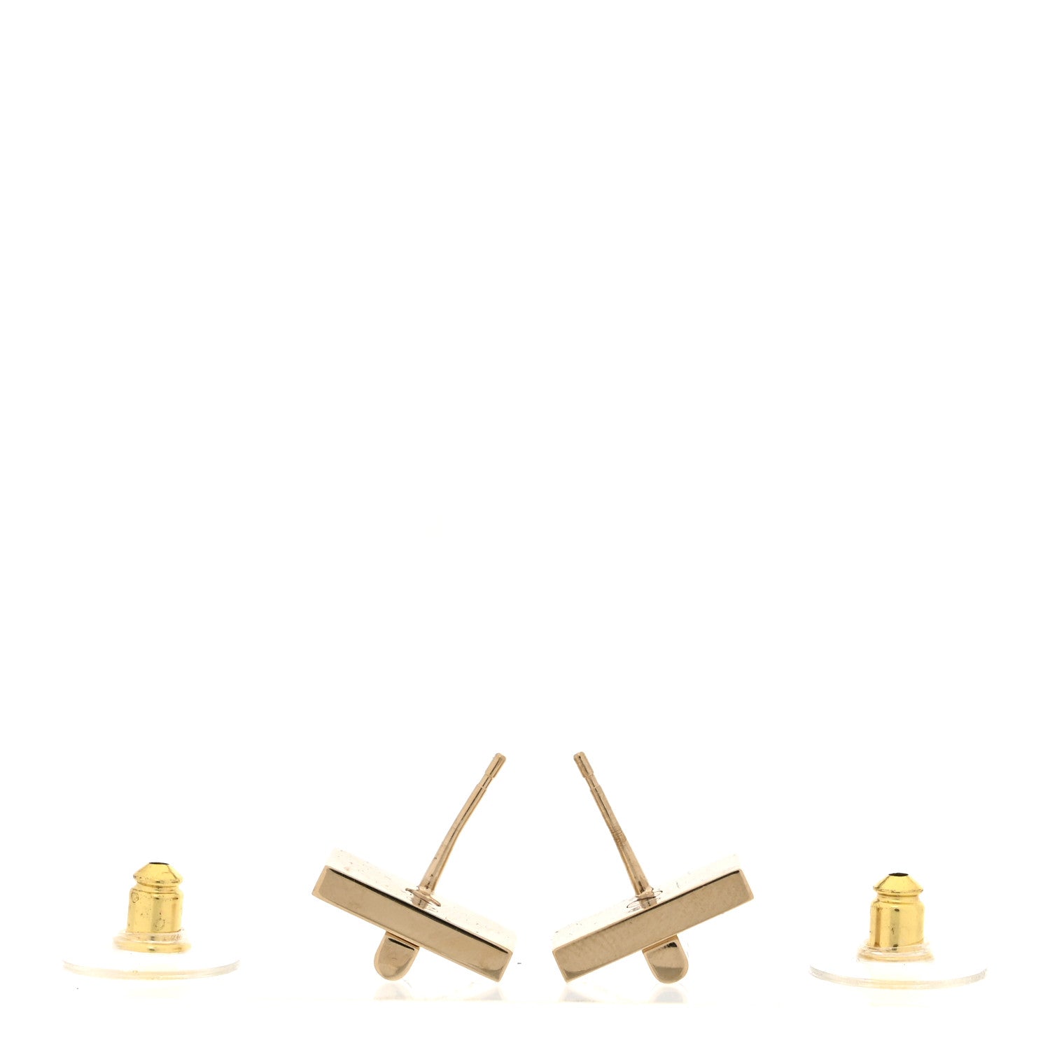 Chanel Metal Rectangle Logo Earrings Gold 3 of 7