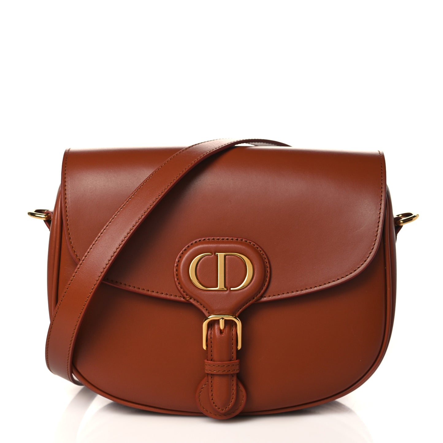 Box Calfskin Medium Bobby Flap Dark Tan