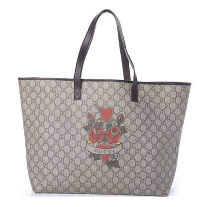 Gucci GG Plus Monogram Tattoo Heart Large Tote Dark Brown 1 of 10