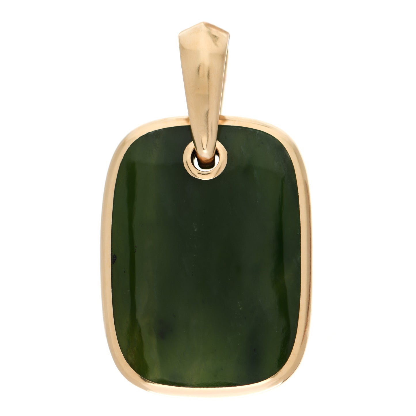 18K Yellow Gold Nephrite Jade 19.9mm Pendant Amulet Pendant