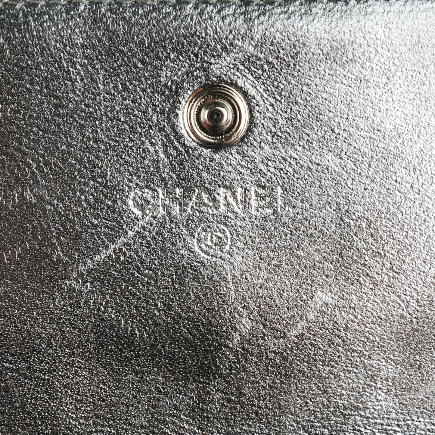 Metallic Lambskin Precious Symbols Flap Wallet Silver
