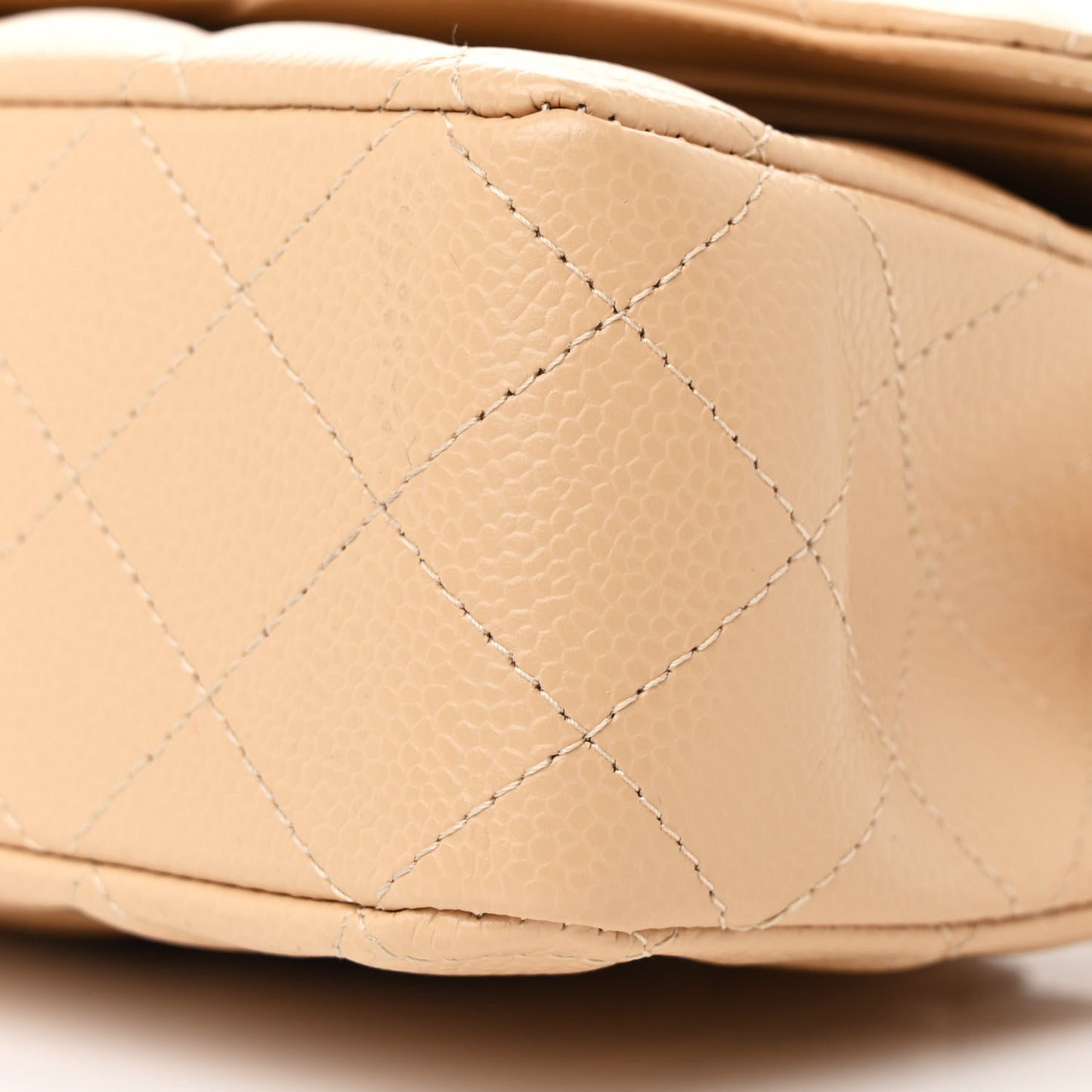 Caviar Quilted Medium Double Flap Beige