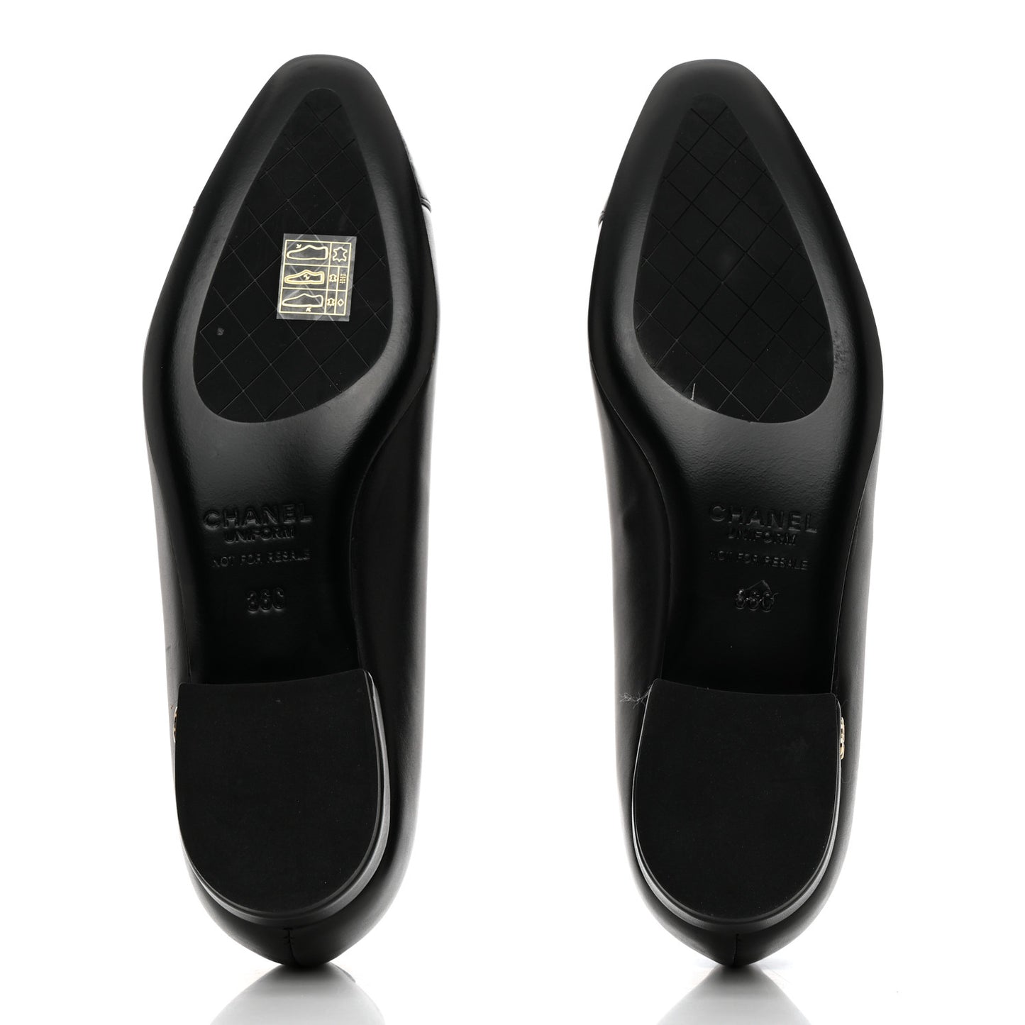 Lambskin Cap Toe Ballerina Flats 36 Black