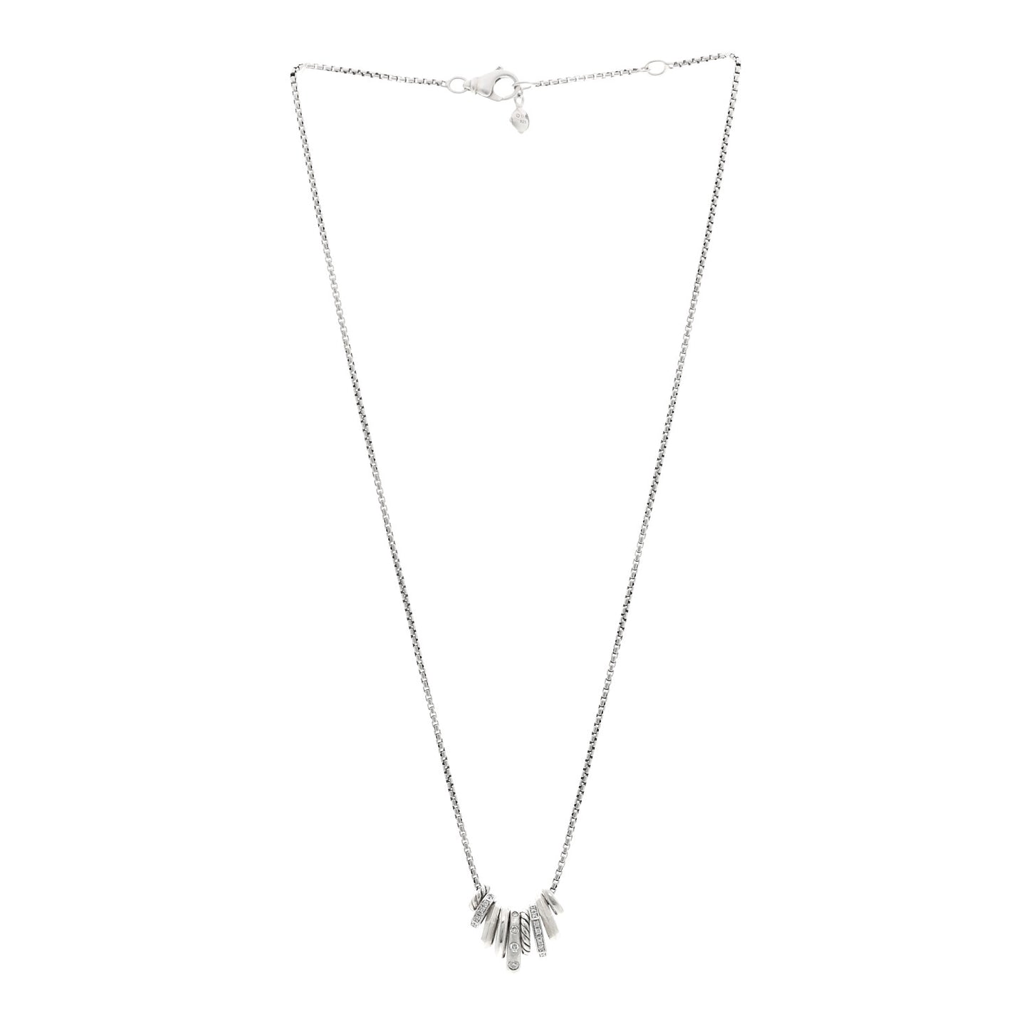Sterling Silver Diamond Stax Rondelle Pendant Necklace