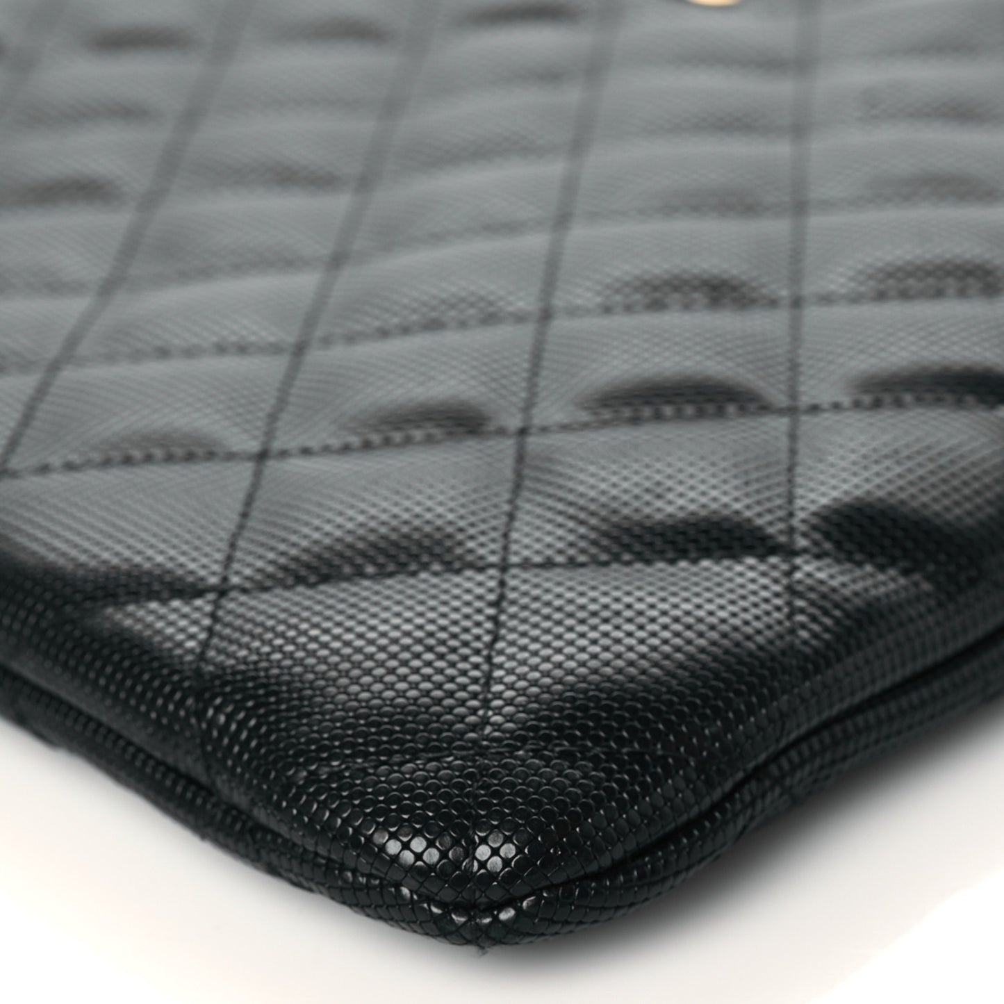 Calfskin Quilted Pixel Effect Medium Cosmetic Case Black