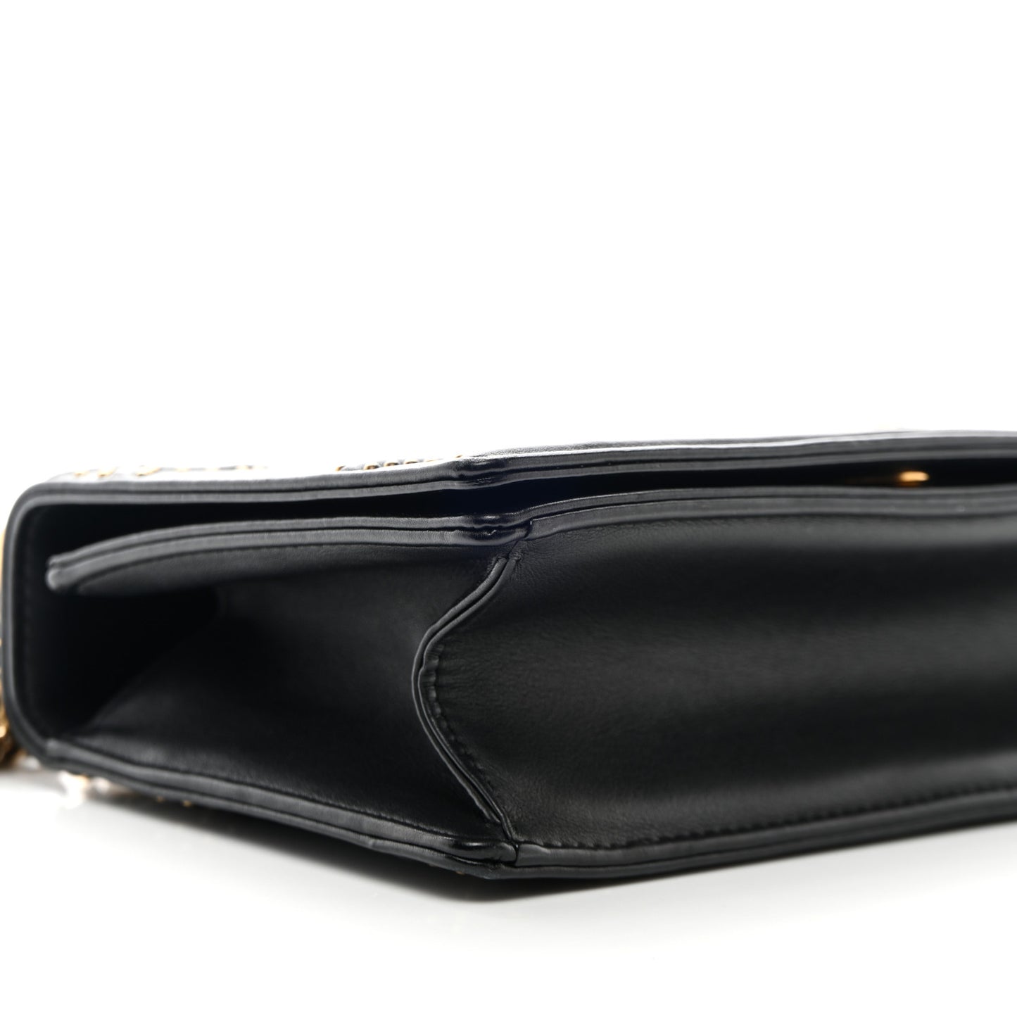 Lambskin Studded Small Diorama Flap Bag Black