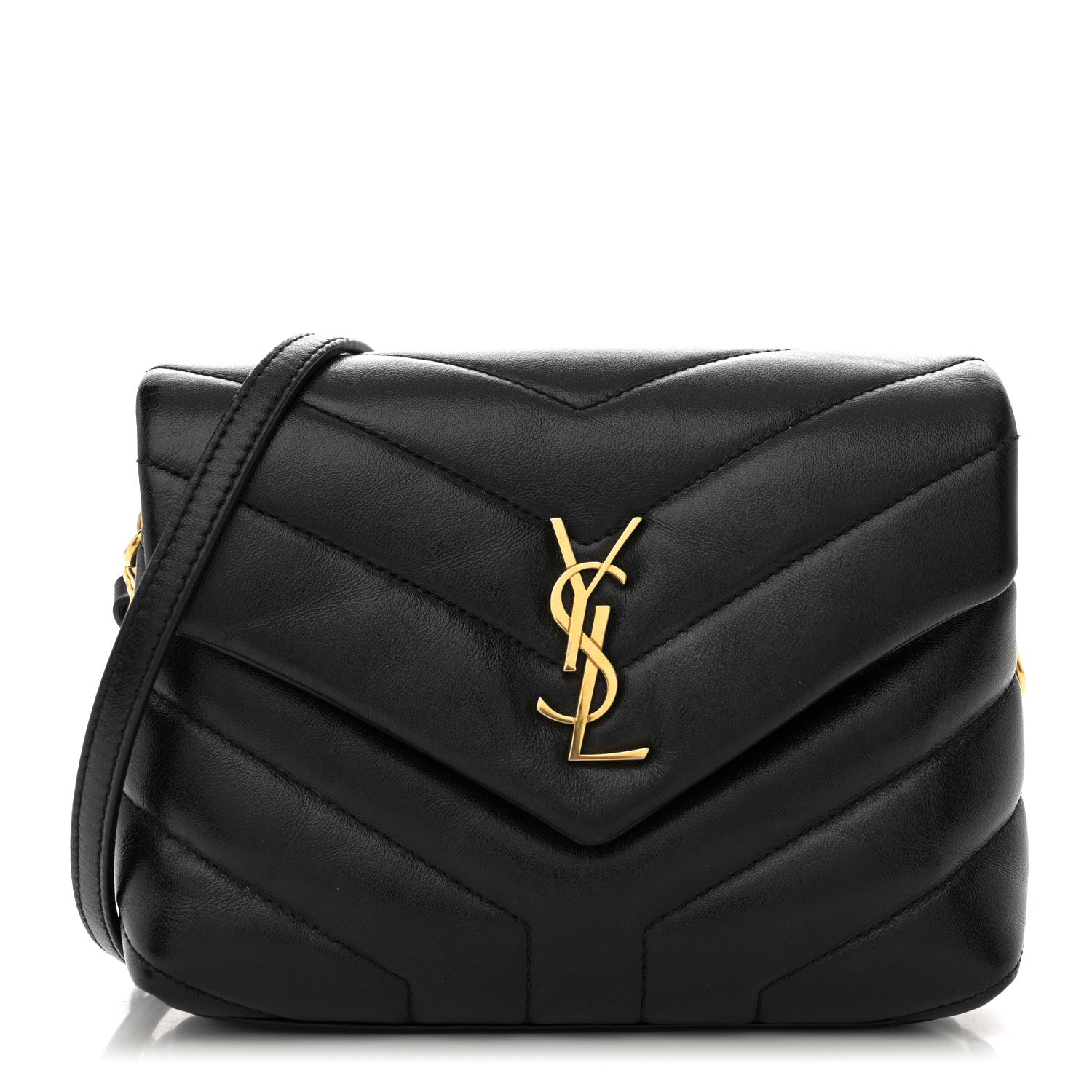 Saint Laurent Calfskin Y Quilted Monogram Toy Loulou Crossbody Bag Black 1 of 12