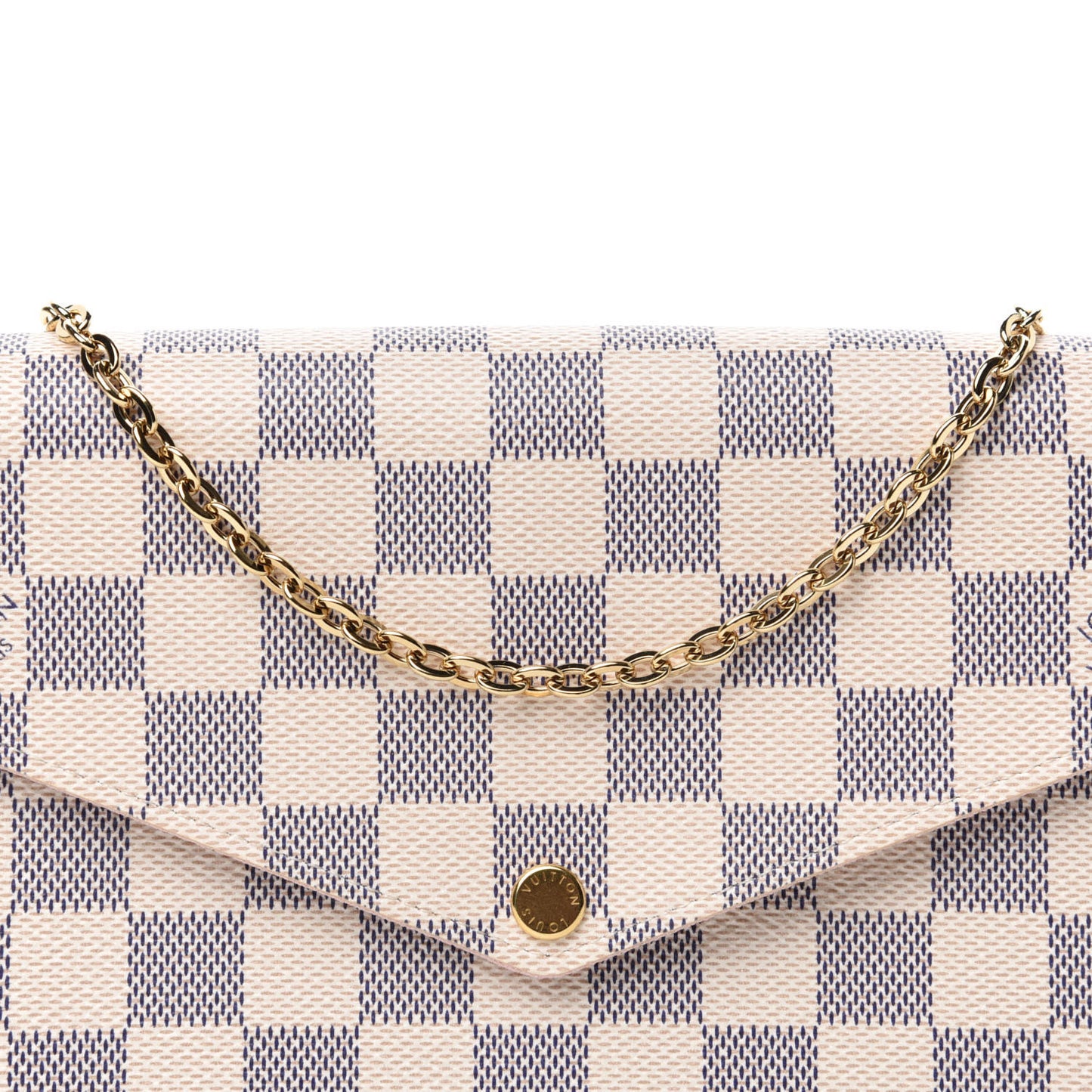 Damier Azur Pochette Felicie Chain Wallet Rose Ballerine