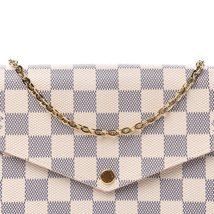 Louis Vuitton Damier Azur Pochette Felicie Chain Wallet Rose Ballerine 12 of 13