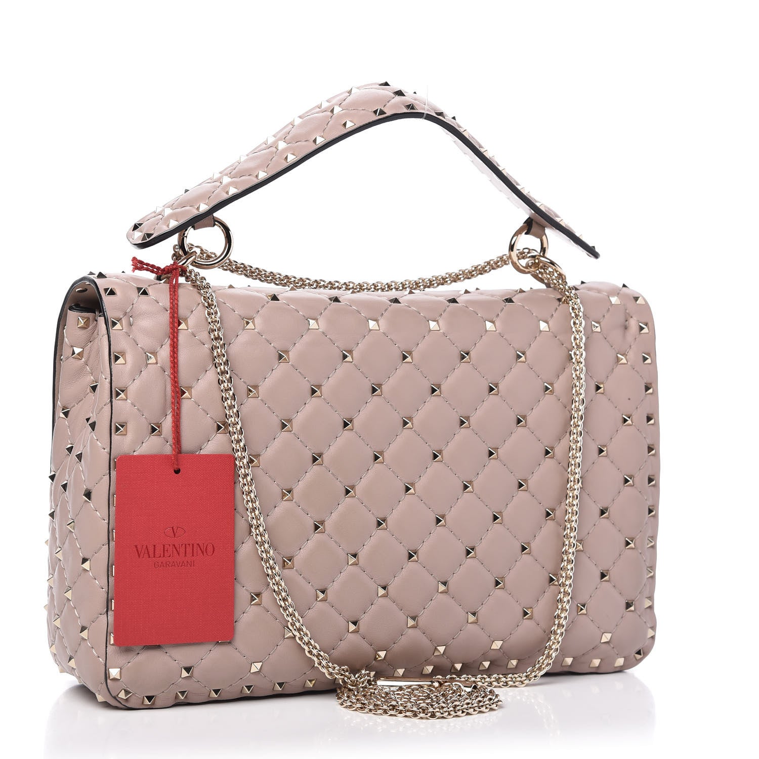 Valentino Garavani Nappa Large Rockstud Spike Shoulder Bag Poudre 3 of 9