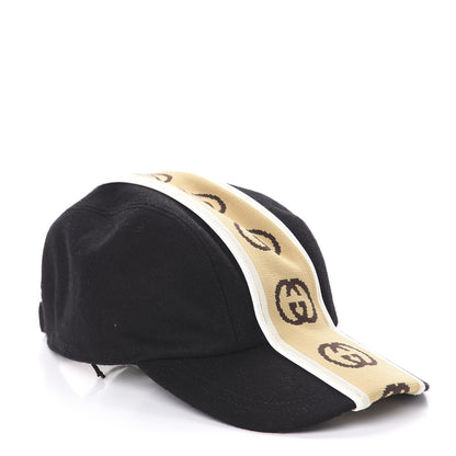 Gucci Wool Interlocking GG Stripe Baseball Hat L Black 3 of 7