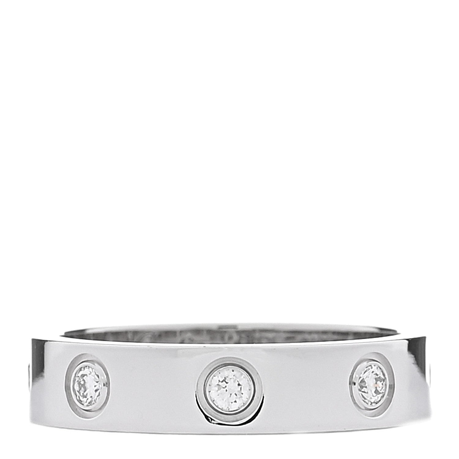 Cartier 18K White Gold 8 Diamond 4mm LOVE Wedding Band Ring 48 4.5 1 of 8