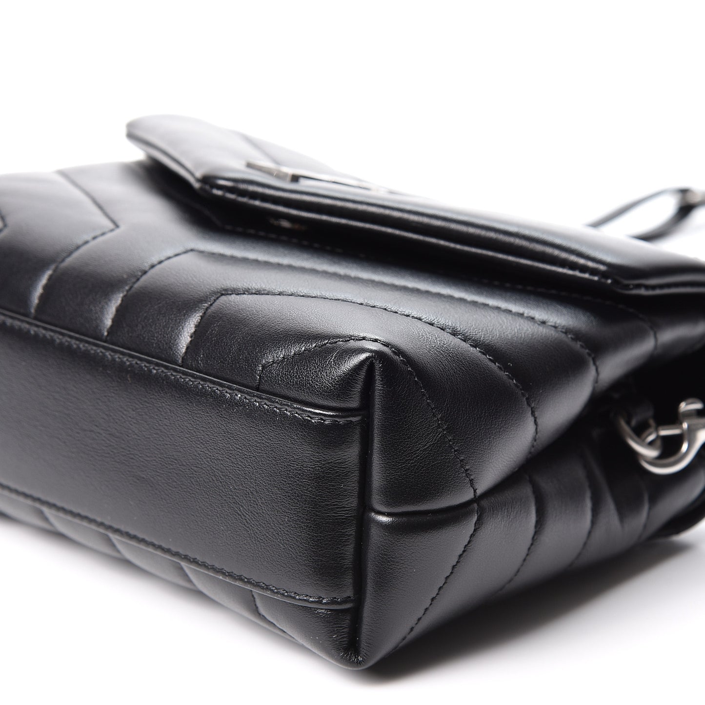Calfskin Y Quilted Monogram Toy Loulou Crossbody Bag Black