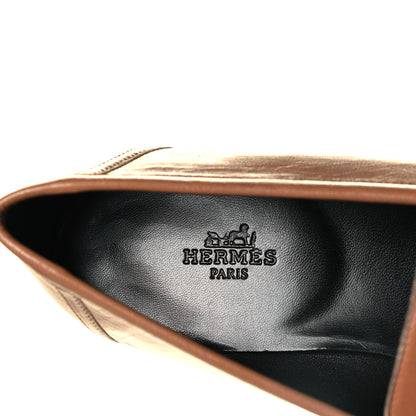 Hermes Goatskin Womens Paris Loafers 39.5 Gold 9 of 10