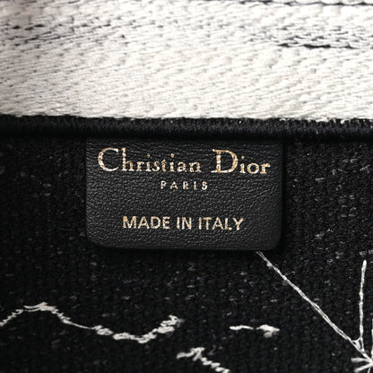 Christian Dior Canvas Embroidered Medium New York Book Tote Black White 6 of 10