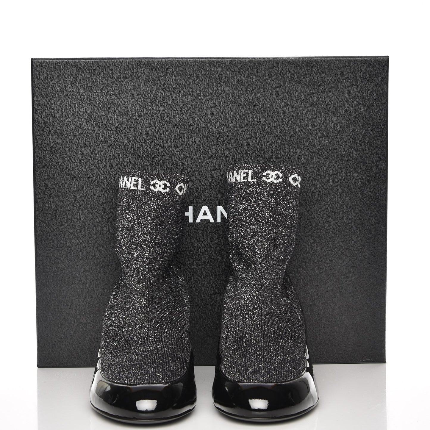 Fabric Patent Short Boots 39 Dark Grey Black